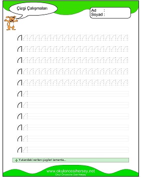 okul öncesi çizgi çalışma sayfaları